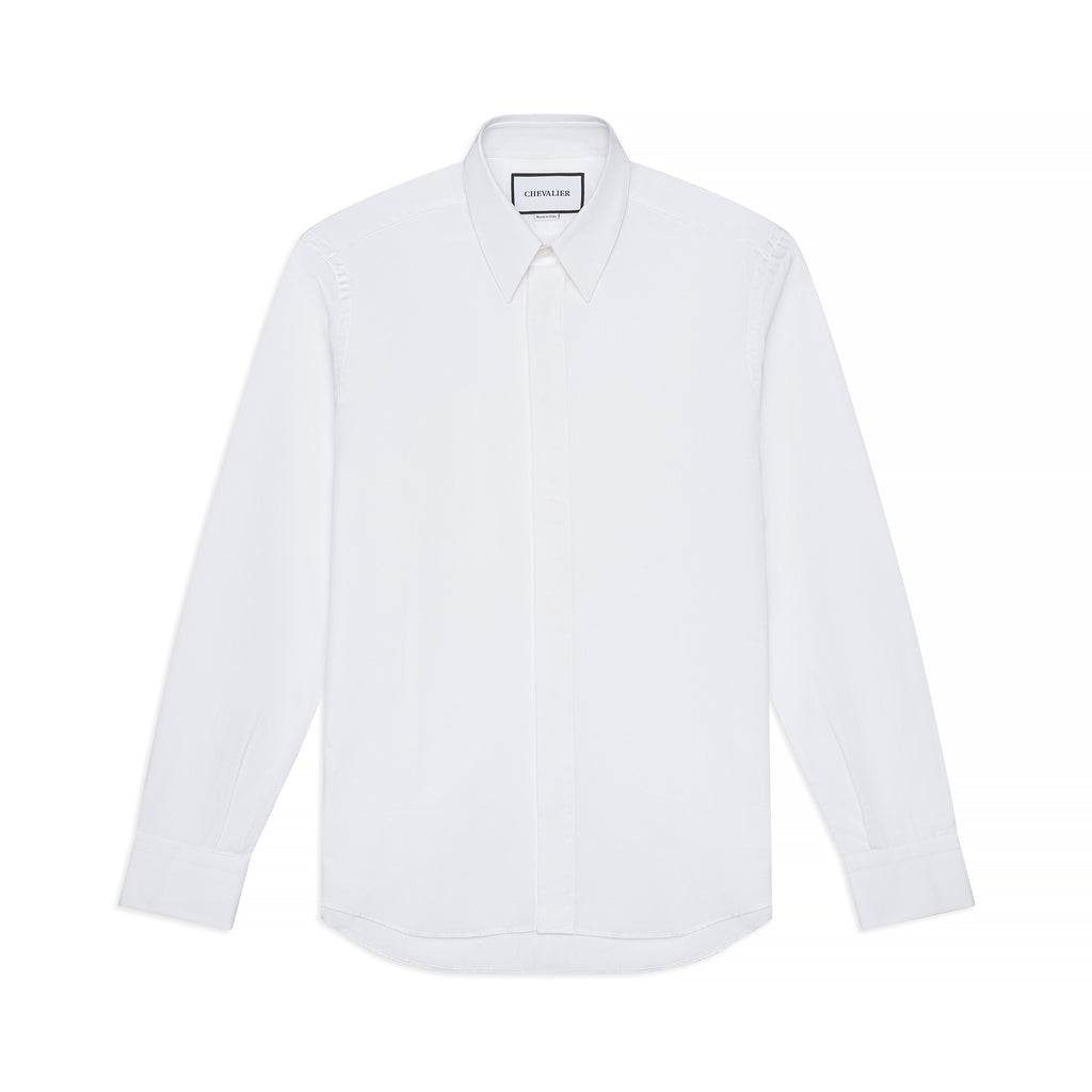 Poplin Len Shirt in White Clay